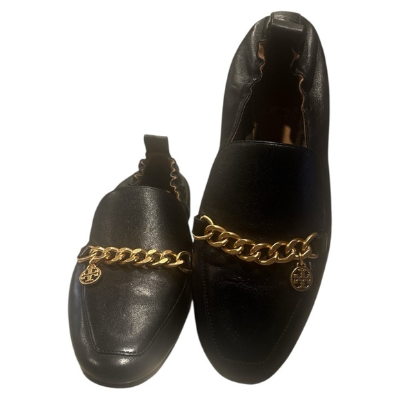Tory Burch Black and Gold Slip-On Loafers - Picture 3 of 9